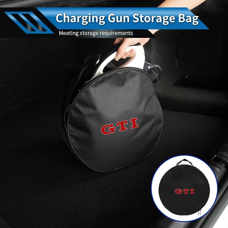 Car Charging Gun Bag Oxford Cloth Gun Cables Storage Box Auto Accessories For Volkswagen VW Golf 4 6 7 GTI Tiguan Passat B5 B6
