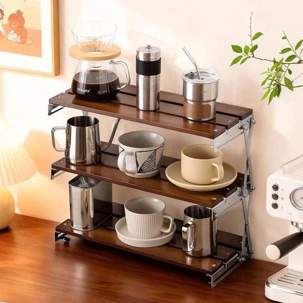 Foldable Design Tabletop Shelf Multi-Tier Mug Display Shelf Home Organization
