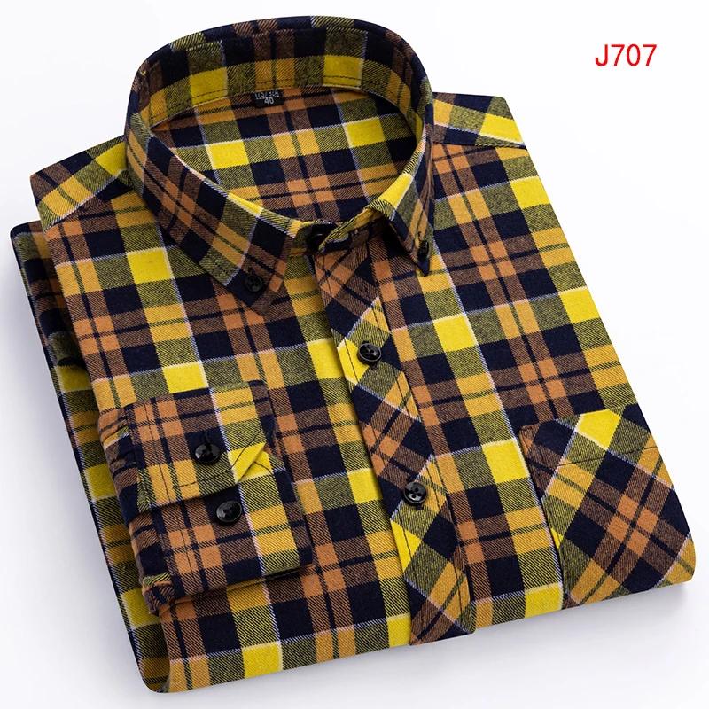 New Autumn Winter Fashion Men Casual Flannel Plaid Long Sleeve Shirts S-8XL Regular Fit Pocket Businessman Dress Shirts Daily