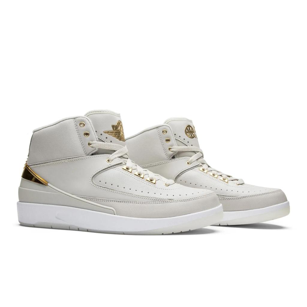 Air Jordan 2 'Quai 54' (Unisex) Light Bone / Metallic Gold-white Vintage Basketball Shoes 866035 001