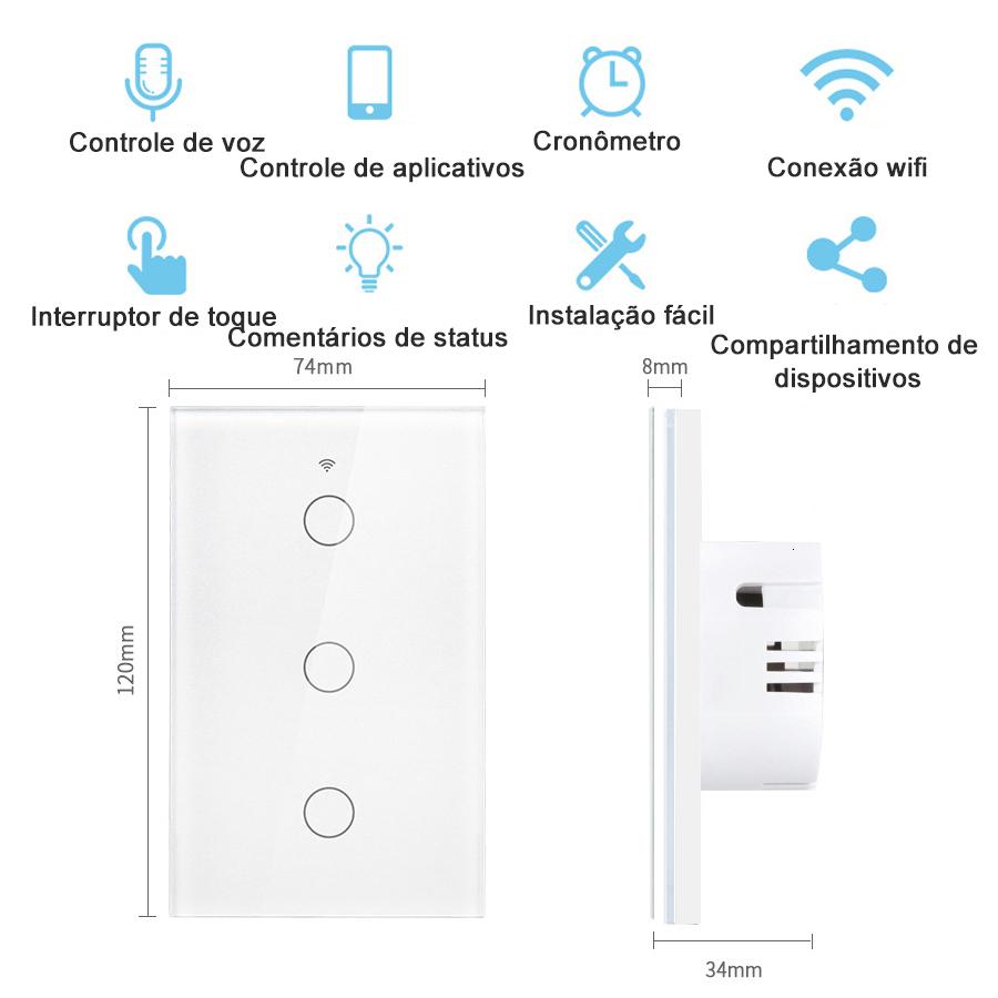 Tuya WiFi Touch Wall Smart Switch 1/2/3 Gang Light Switch Without Neutral Line Smart Life APP Control Support Alexa Google Home