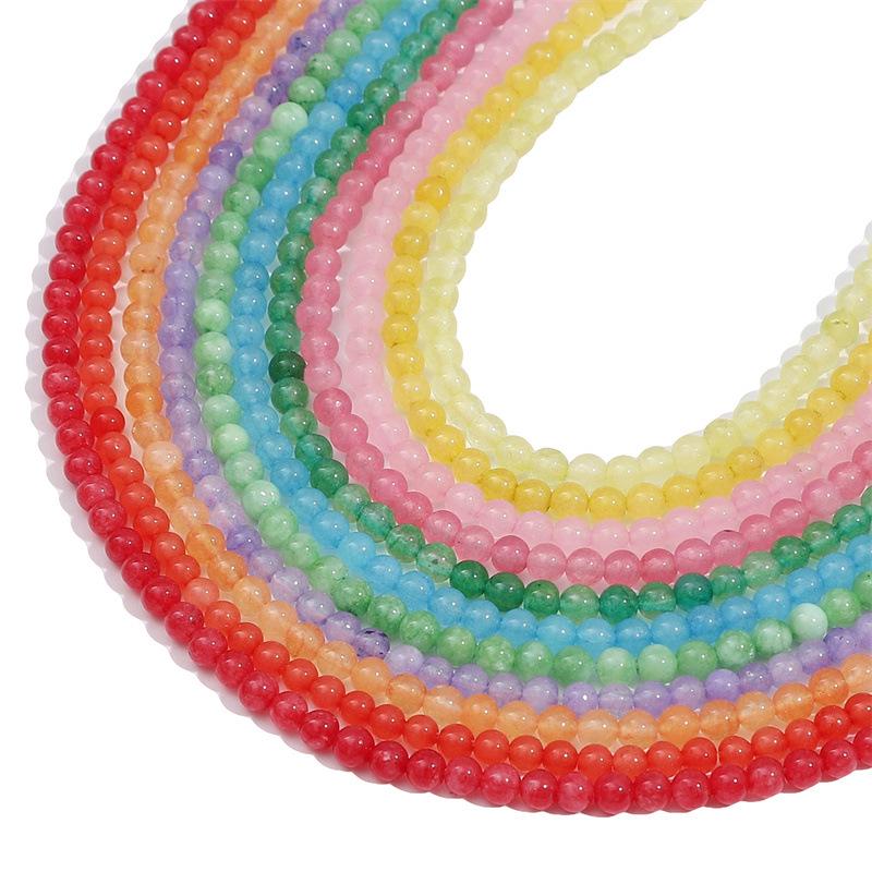 3mm White Round Stone Beads with Color, Loose Beads for DIY Bracelets, Necklaces, and Jewelry Accessories.