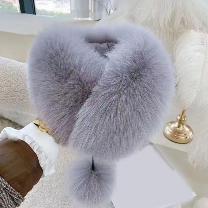 Faux Furs Scarf Winter Warm Neck Wrap Furry Neck Scarf for Office Daily Wear