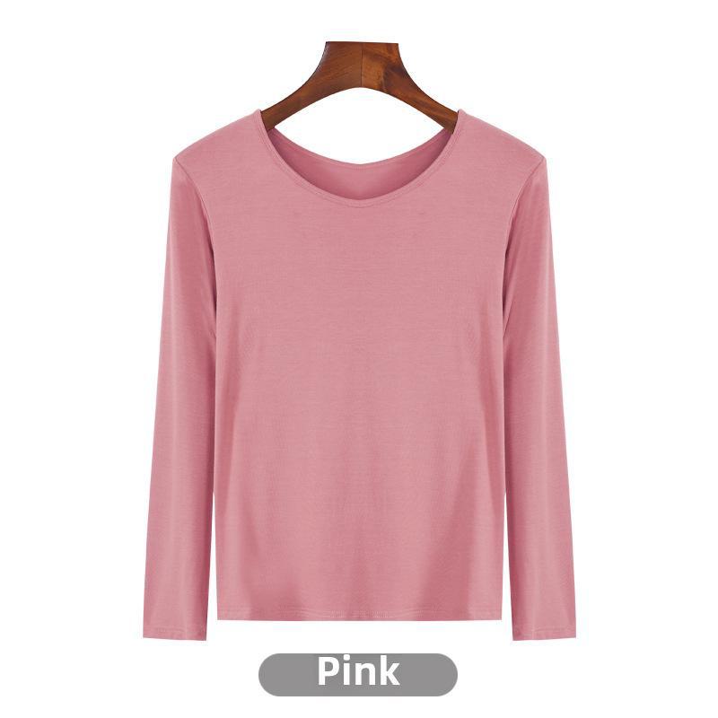 Korean Half-High Collar Slim Fit Modal T-Shirt - Long-Sleeve Solid Color Top