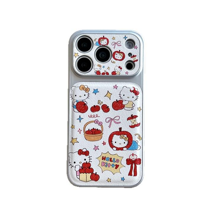 Custom Graffiti Red Apple Cat Illustration Phone Case for iPhone 17, 16 Pro Max, 15, and 14.