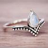 New Ring Women, Water Drop Niche Simple Design Jewelry, Imitation Moonstone V-ins Wind