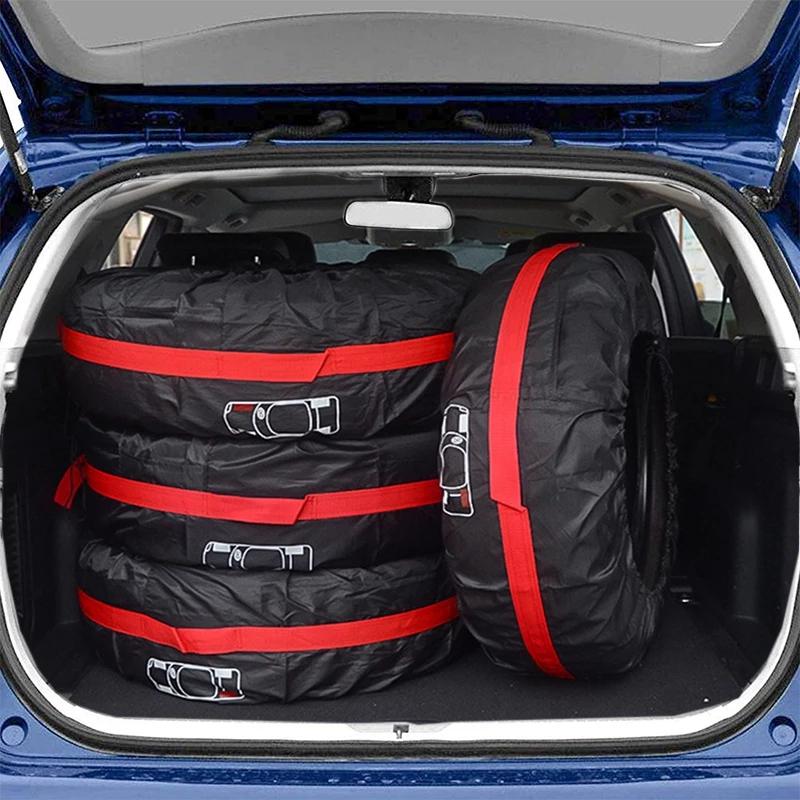 4Pcs/Lot Universal Car Spare Tire Covers Case Tires Storage Bags Auto Wheel Tires Storage Bags Vehicle Tyre Waterproof Polyester Bag
