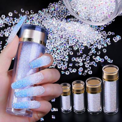 Tırnak Taklidi Narin Katı Dekorasyon Tırnak Boncuk Mini Mikro Cam Köpüklü Nail Art Glitter Taşlar Tırnak Süs Kadın için