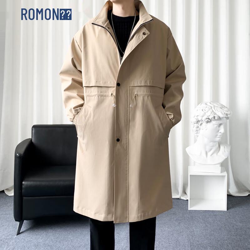 ROMON Men's Business Mid-Length Trench Coat