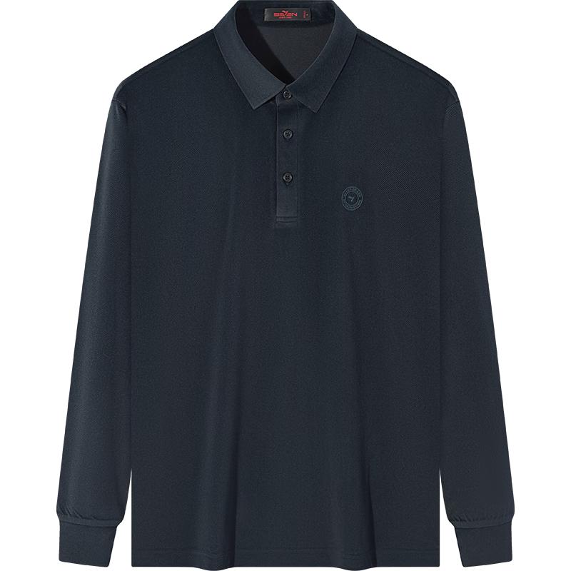 QiPai Men s Seamless Corduroy Long Sleeve Polo Shirt 3XL