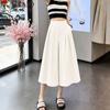 Women's 7/8 Length Ice Silk High Waist Wide-Leg Skirt Pants