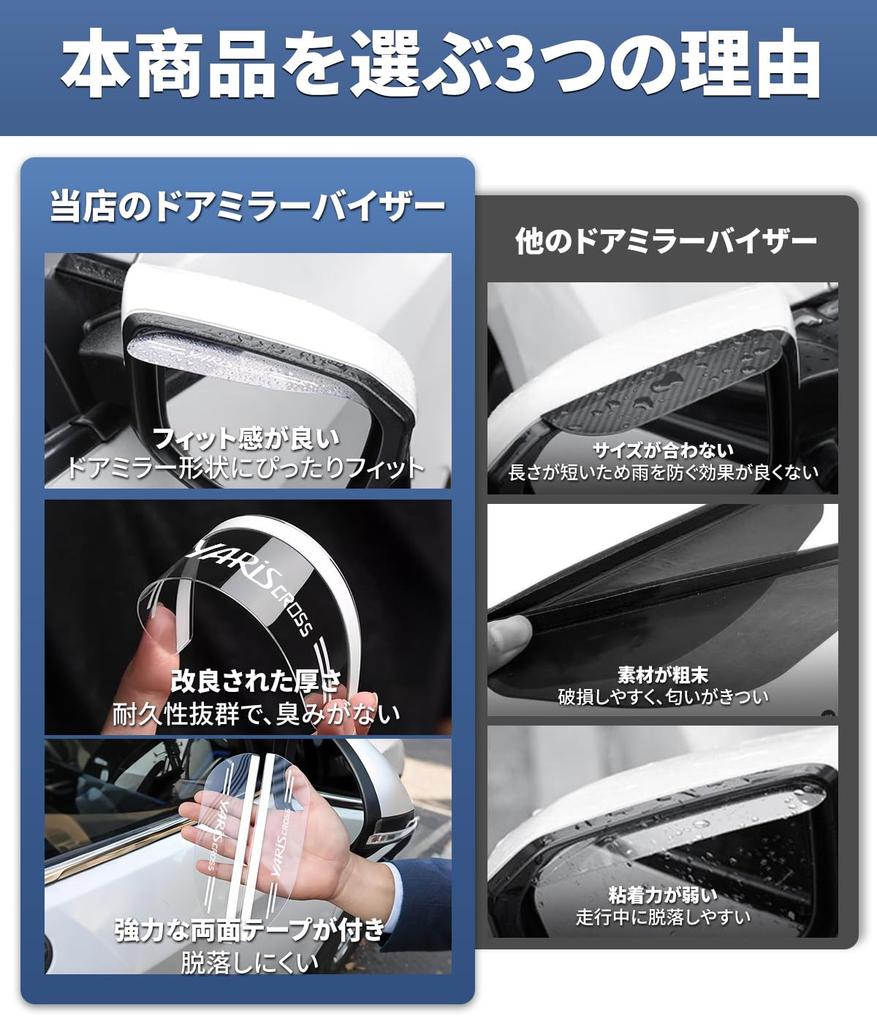 Yaris Cross Compatible Door Mirror Visor, For Cars, With Logo YARiS CROSS Logo, Rain