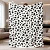 1pc Chic Black & White Cow Print Flannel Blanket | Soft, Cozy, and Versatile for Travel, Sofa, Bed, Camping, Car, and Office, Id