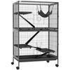 Small Animal Cage with Wheels Ramps Hammock and Removable Tray for Chinchillas Ferrets 80x52x128 Cm Gray