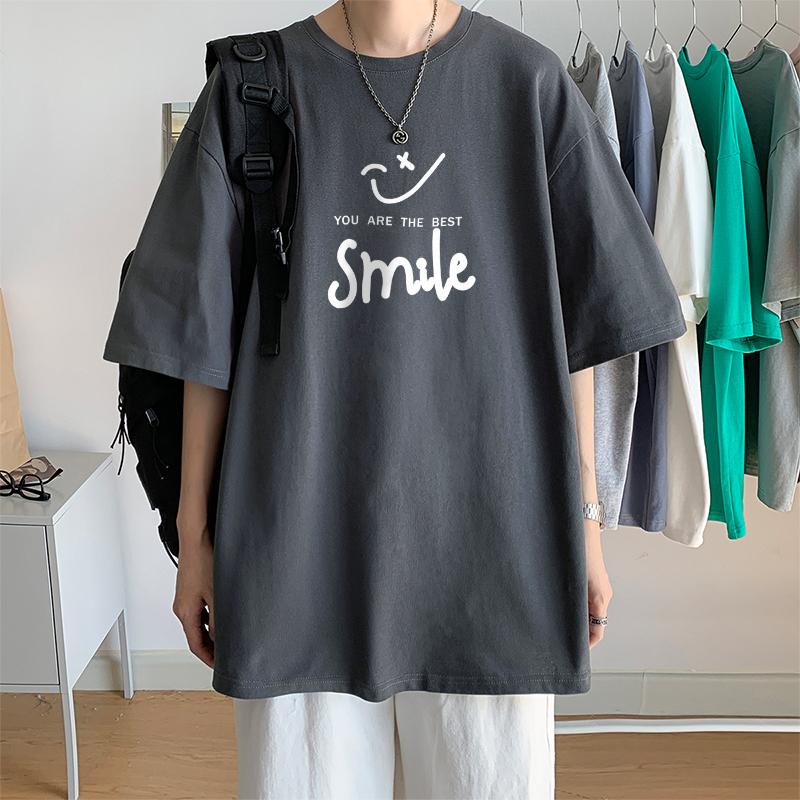 100% Cotton Printed Short Sleeve T-shirt Men's Half-sleeved Men's Fashion Brand Ins American Loose Body Shirt Men's Top