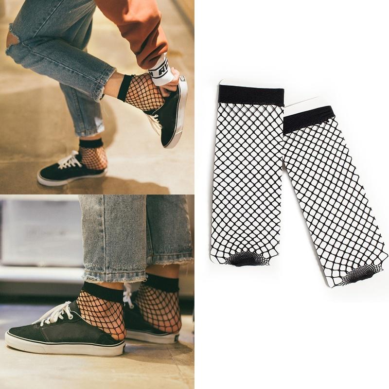 Women Ruffle Fishnet Ankle High Socks Lady Mesh Lace Fish Net Short Socks