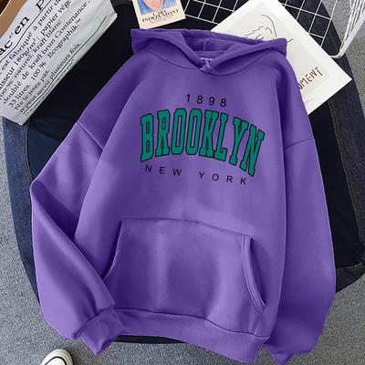 Men's And Women's Long Sleeves 1898 New York Printed Women Hoodies Fashion Fleece Hoody Creativity Pullover Clothing