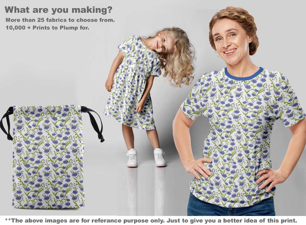 oneOone Georgette Viscose Medium Blue Fabric Floral Quilting Supplies Print Sewing Fabric By The Yard 42 Inch