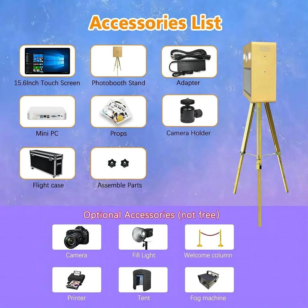 2025Nový design Fotokoutek Svatba Dřevo Vintage Fotokoutek Cena Velkoobchod Retro Dřevěný Fotokoutek Stroj S Tiskárnou a Fotoaparátem