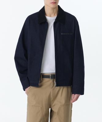 Denim Zip-Up Work Jacket [Deep Indigo]