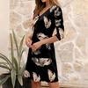 Women's  Casual Loose Comfortable Print V-Neck 3/4 Sleeve Dress