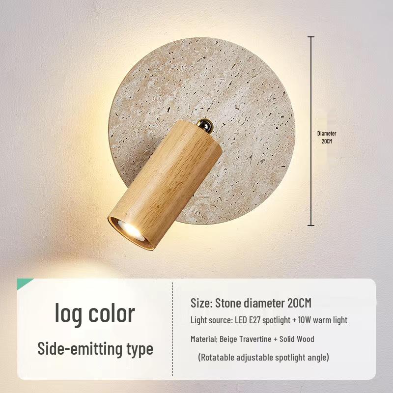 French Travertine Wabi-Sabi Wall Lamp – Retro American Style Bedside Reading Fixture