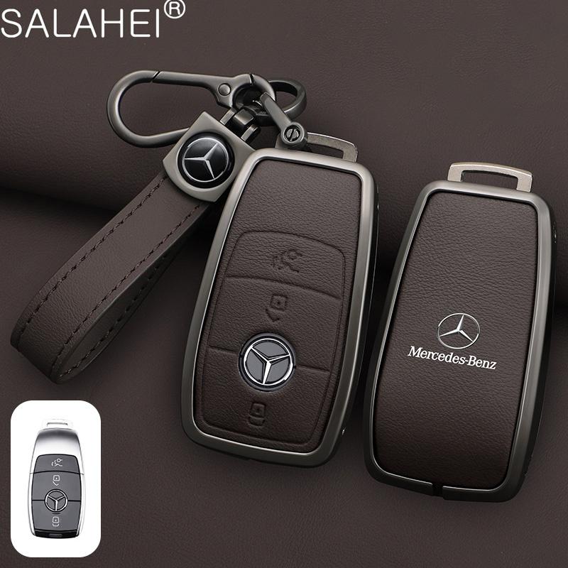 CRX1 Leather Car Key Case Cover Keychain For Mercedes Benz W205 W213 X253 W222 W206 W223 X254 EQE EQS A C E S GLC EQ Series 2015-2026