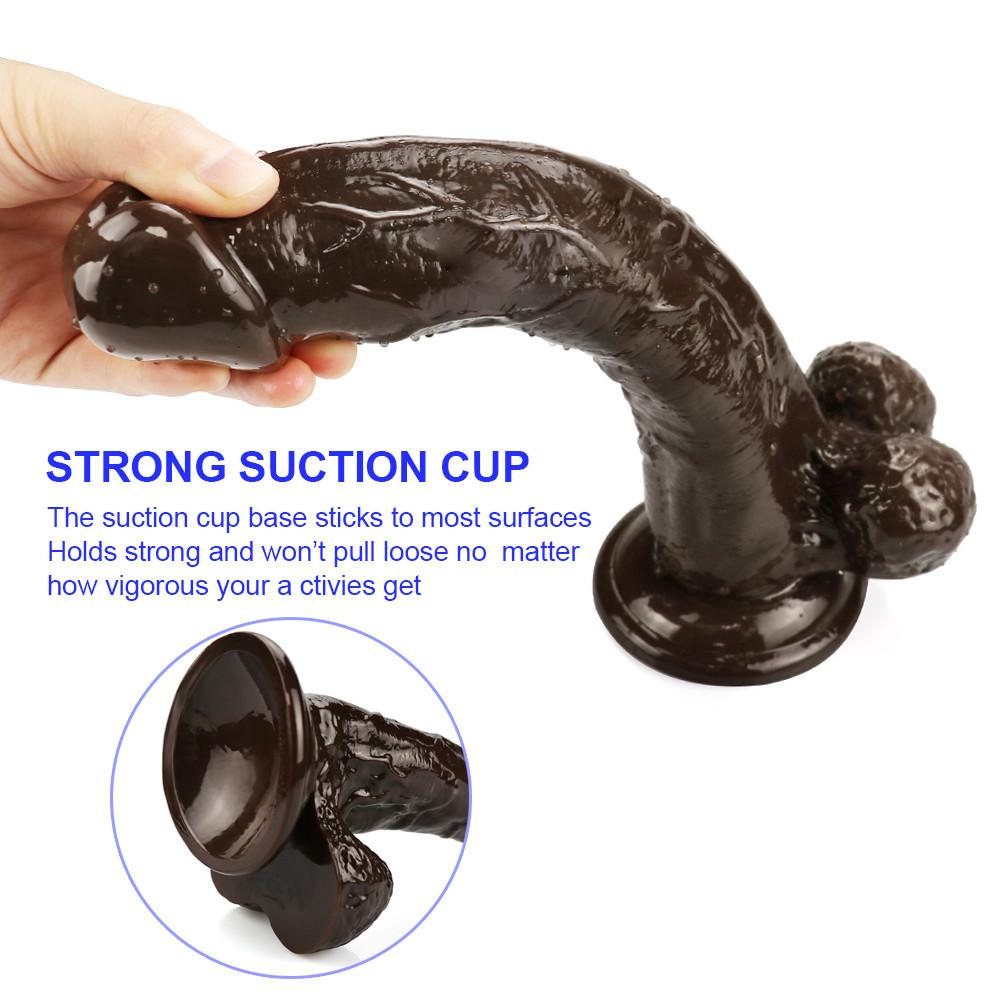 Brown Realistic Dildo for Women  Beginner Clear Dildo with Strong Suction Cup Hands-Free Play for Adult Sex Masturbator G Spot