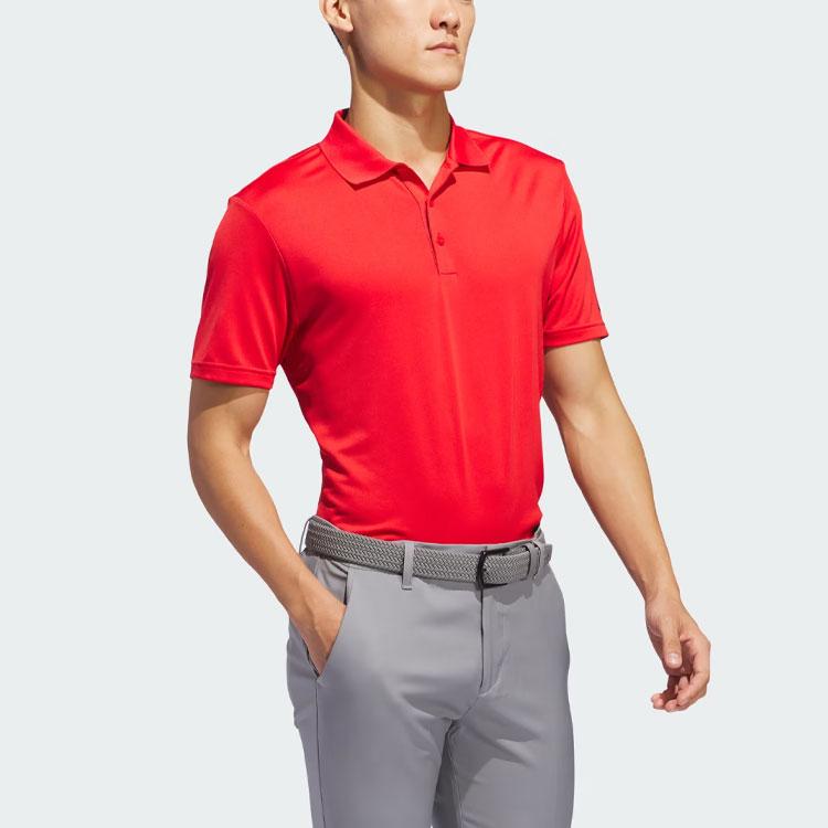 Adidas Core Performance Primegreen Polo Shirt Solid Logo Short Sleeve Polo Men tops Red IU4434