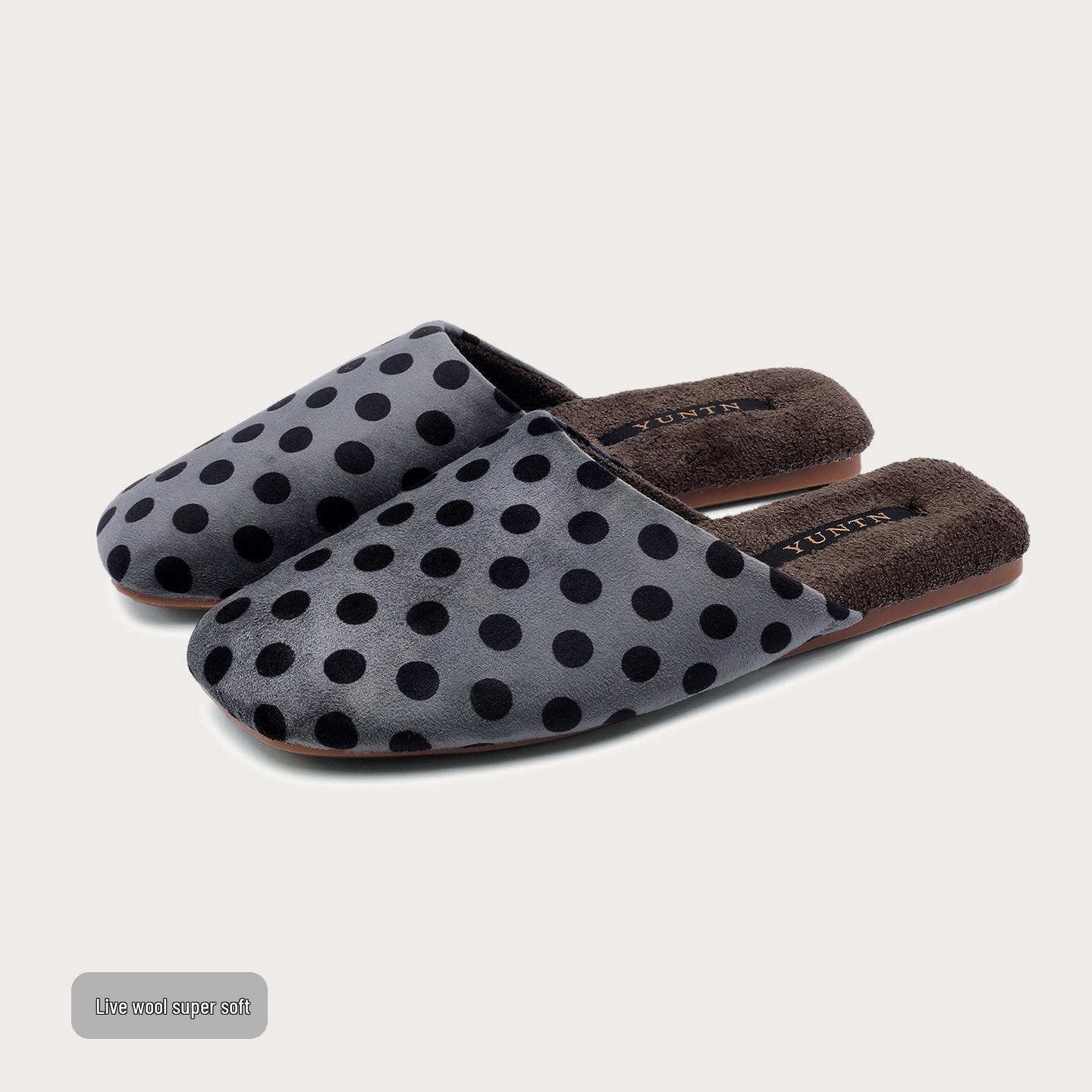 

Женские тапочки Yuntuan в горошек с флисовой подкладкой – Теплые, в стиле ретро Хепберн, Нескользящая подошва 38/39 (fits 37-38 feet)