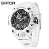 SANDA Women's Trendy LED Dual Display Waterproof Watch with Hourly Chime