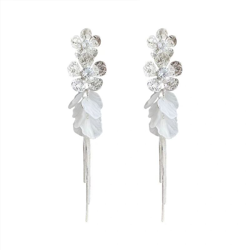 French Style Tassel Flower Earrings For Women Elegant Exaggerated Ribbon Drop Dangle Earrings Fashion Party Ear Jewelry Gifts