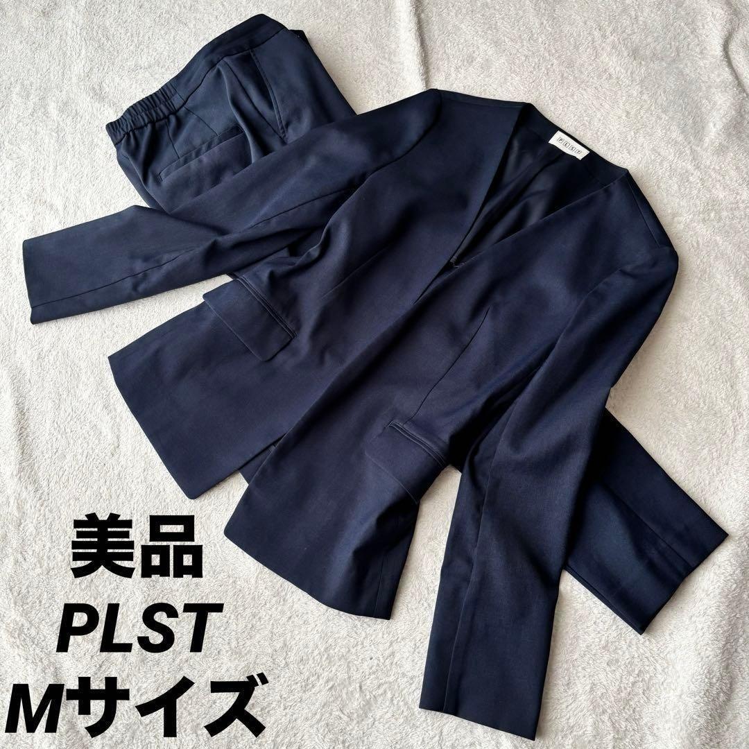Good Condition PLST Pants Suit Navy M Size Navy Stretch