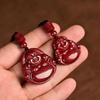Purple Gold Sand Cinnabar Maitreya Buddha Pendant Necklace, Lucky Big Belly Buddha Amulet for Women