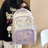 Japanese Ins Cute Cat Backpack Female Transparent Bar Pain Bag New Large-capacity Schoolbag Middle School Student Backpack