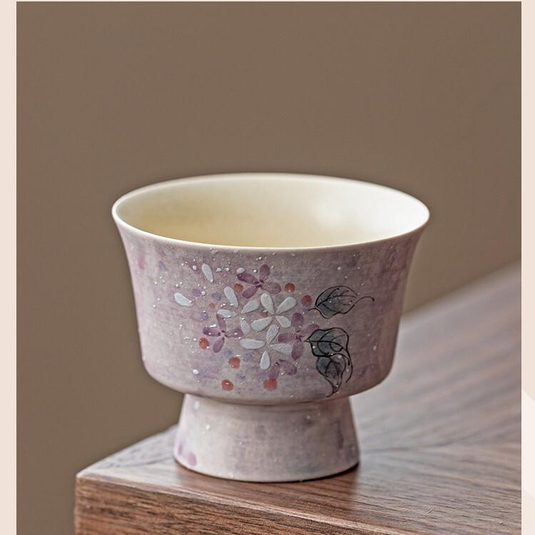

2pc/lot Hand Drawn Embroidered Ball Flower Teacup Tea Bowl Teacup Meditation Cup Jianzhan Mugs Master Cups Teaset Supplies 60ML