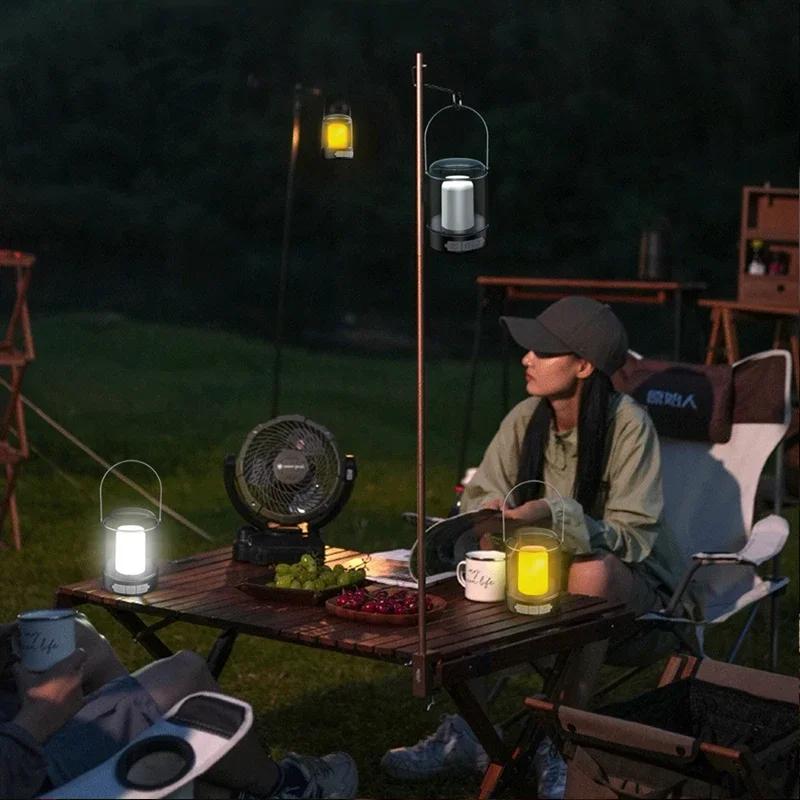 Type C Rechargeable Camping Light Portable Camping Lanterns Hanging Tent Light 3 Lighting Modes Outdoor Waterproof Travel Lamp