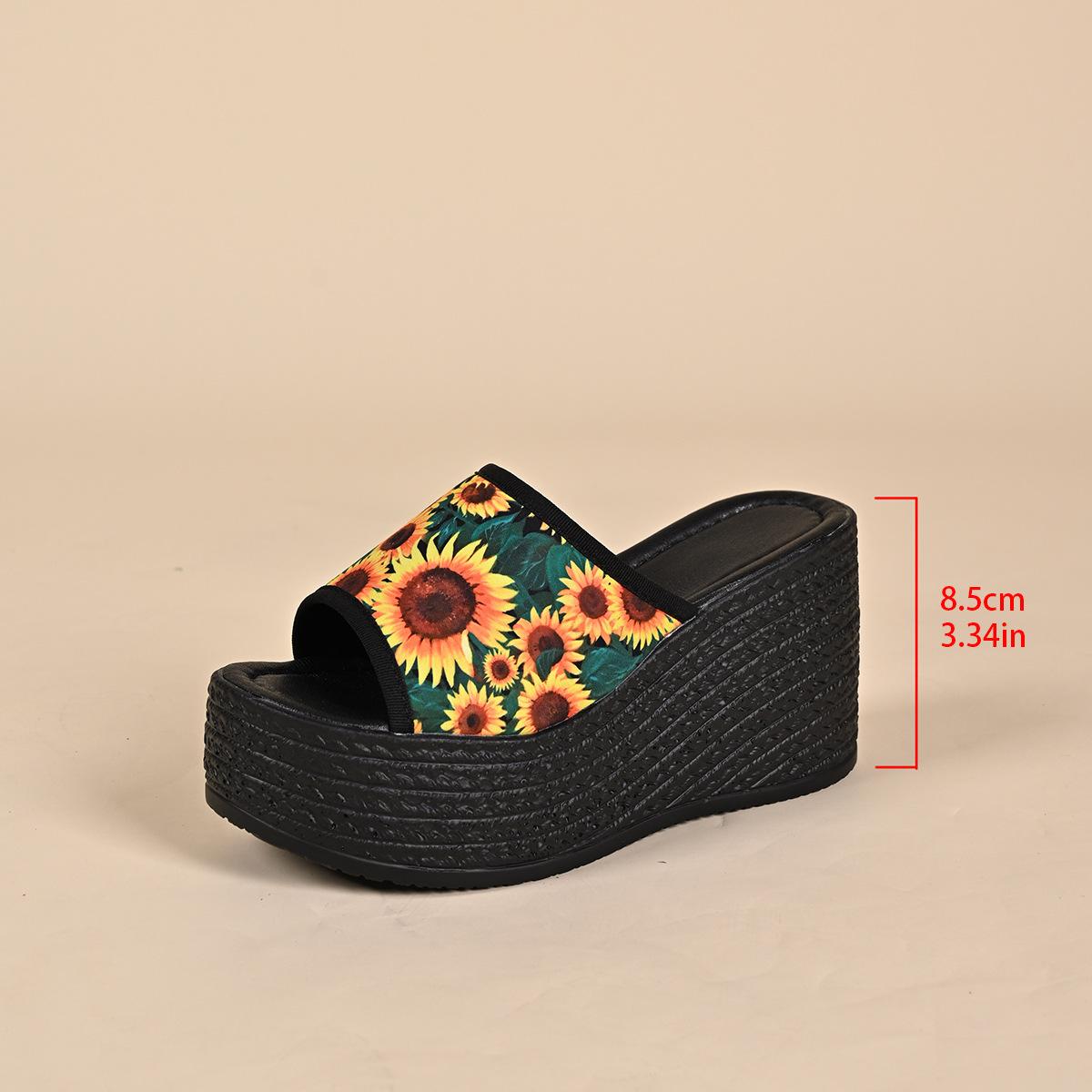 

Жіночі сандалі, літня новинка, квітка, товста підошва, танкетка, зручні, з принтом, жіночі прохолодні шльопанці 43 зелений