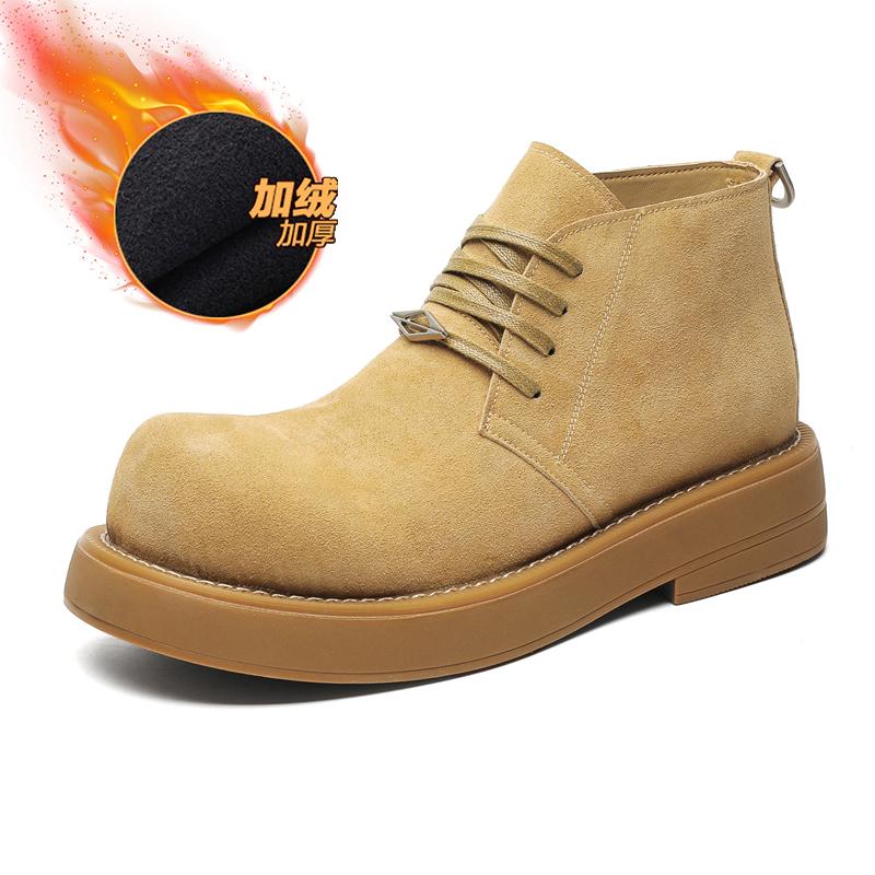 Winter Plush Warm Boots Men Genuine Leather Casual Shoes Classics Ankle Boots High Ventilate Motorcycle motorcycle boots men