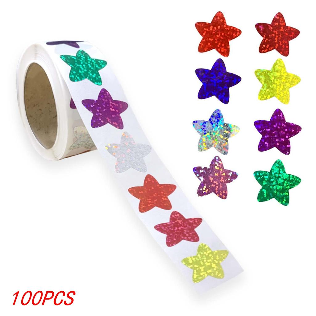 50-500pcs Colorful Star Stickers for Kids Reward School Classroom Adhesive Holographic Star Stickers for Teachers DIY Cr Practical Use