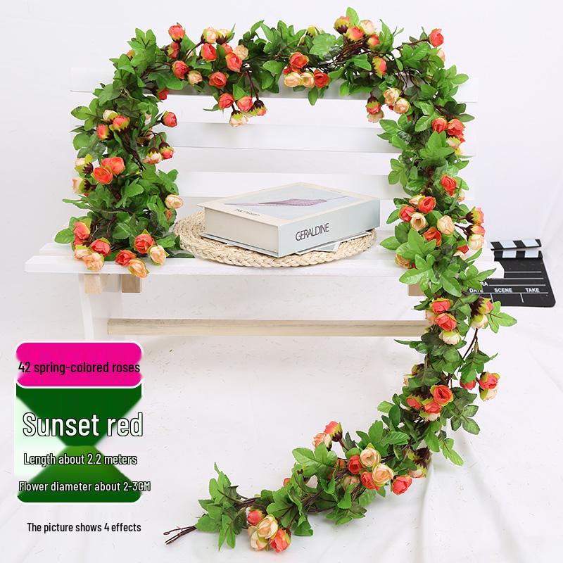 Artificial Rose Vine Decoration for Wedding Ceiling or Water Pipe Cover