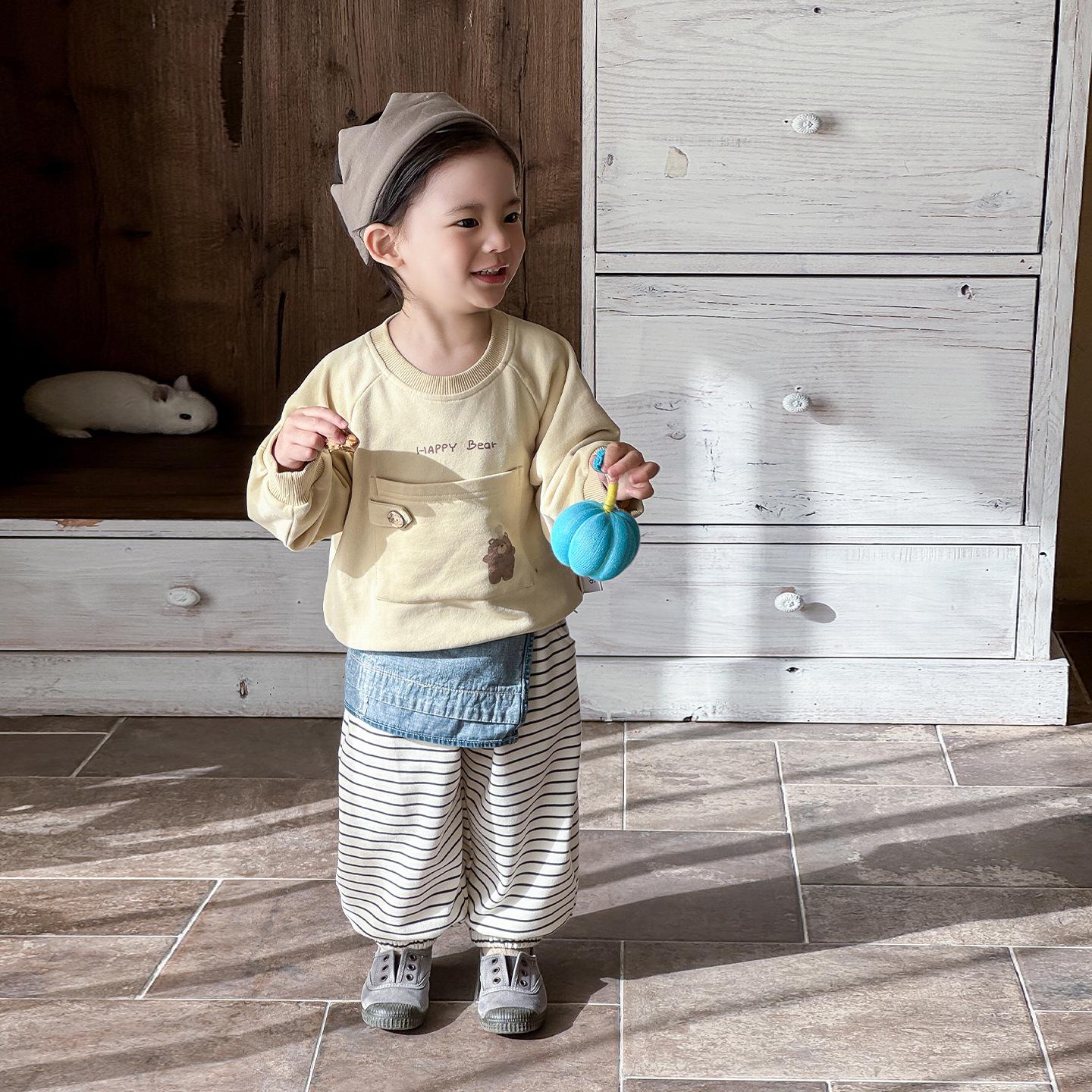 

Spring 2026 Baby Boy Hoodie & Pants Set – Cute Cartoon, Korean Style, Casual Two-Piece Outfit Size 100 светло-желтого