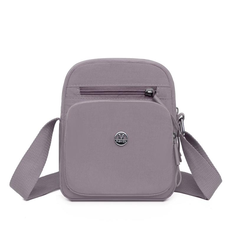 Lightweight Women's Shoulder Bag Solid Collor Mobile Phone Bag Waterproof Nylon Small Square Bag