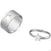Fashion Hollow Matching Rings Set for Teen Girls Mens Engagement Adjustable Open Punk Jewelry