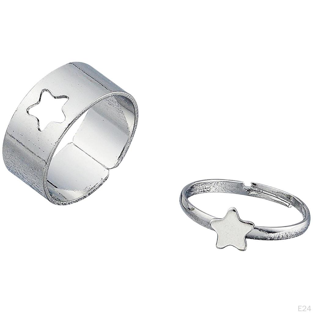 Fashion Hollow Matching Rings Set for Teen Girls Mens Engagement Adjustable Open Punk Jewelry