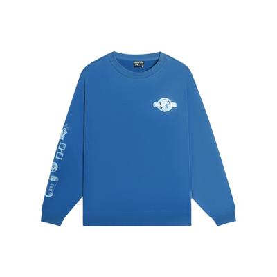 Li-Ning Badfive Logo Print Pullover Sweatshirt Unisex Tops Blue AWDSC01-4