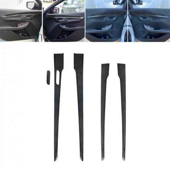 5Pcs Carbon Fiber Interior Door Panel Cover Trim For Chevrolet Impala 2014-