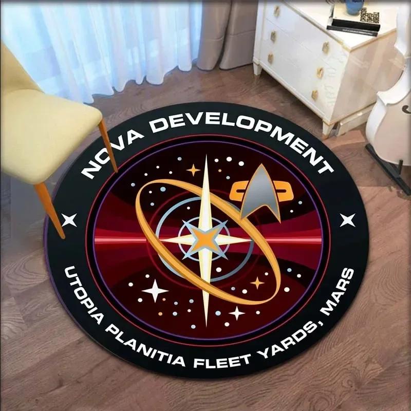 Floor Mats Star Trek Logo Round Carpet Home Decor Living Room Chair Floor Mat Bedroom Bathroom Kitchen Anti-Slip Door Mat 80cmx80cm