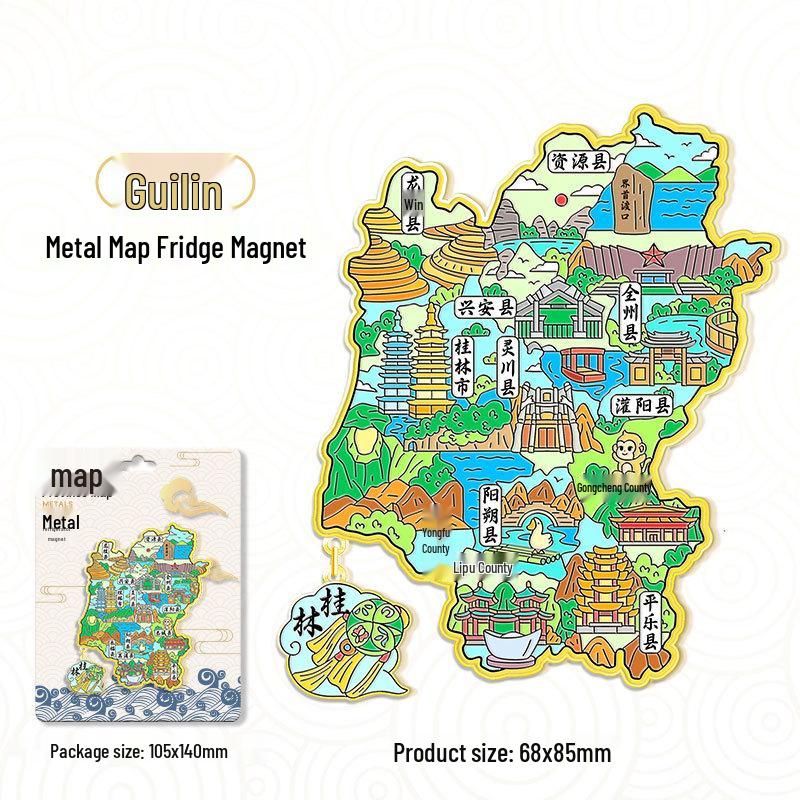 3D China Karte Anhänger Kühlschrankmagnet – Stadt Touristen Souvenir & Kulturelle Dekoration