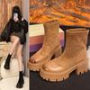 Retro Martin Boots Women's British Style 2025 Autumn and Winter New Small Thick-soled Heightened Black Thick Heel Thin Short Boots